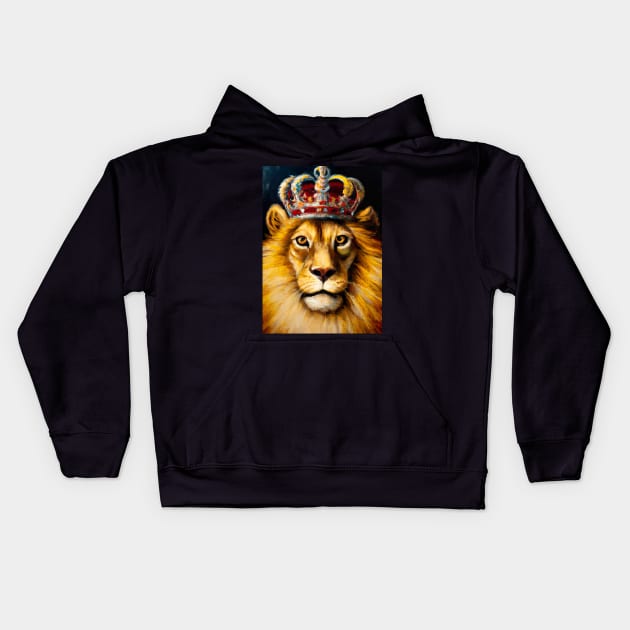 Lion with Crown Kids Hoodie by maxcode
